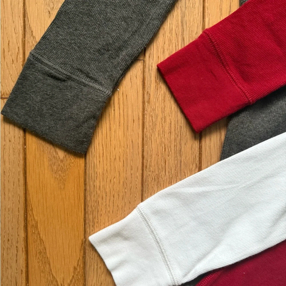 NWT - Set of 3 Hollister Henley’s. Gray, Cream, and Red Long Sleeve Tops - Picture 6 of 7